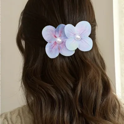 Korean Double Flower Pearl Hair Pin Hair Clip (1 pc)